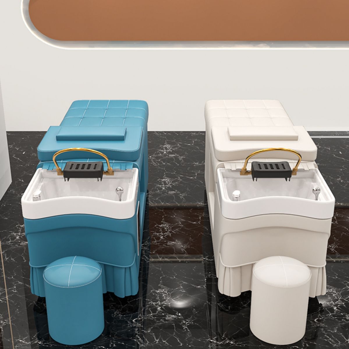 2 salon beds for scalp massaging