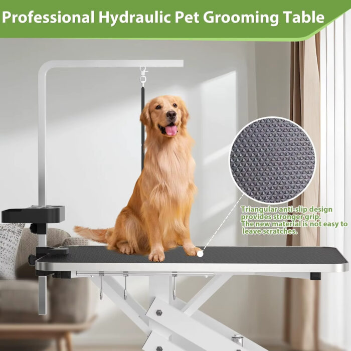 WaggleGroom Hydraulic Dog Grooming Table – Adjustable Height, Heavy-Duty Table for Large & Small Dogs – Pet Grooming Station for Home & Professional Use