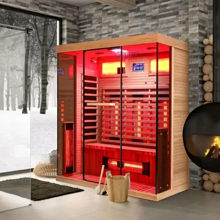 Spasana Large Indoor 3 Person Sauna – Infrared Dry Heat with 6 Heating Tubes for Home Spa