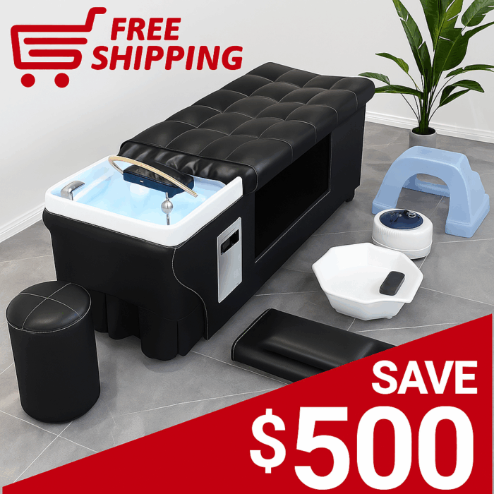 ZamiSpa Japanese Head Spa Bed And Sink | Luxury Shampoo & Scalp Treatment Bed | Built-in Plumbing, Water Circulation & Fumigation | Salon Spa Equipment