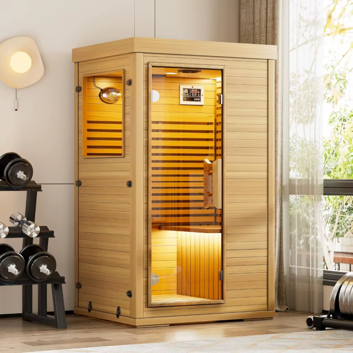 AzuraHeat Infrared Indoor Sauna for Home Use – Pre-Built Sauna Room with Bluetooth Speakers for Bedroom, Bathroom, or Home Gym Relaxation
