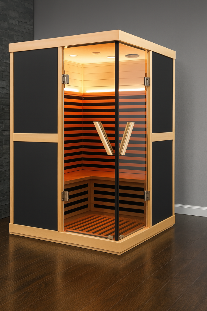 Dreaming Still 2-Person Far Infrared Corner Sauna – Indoor Dry Sauna with Double Glass & Canadian Firewood Construction
